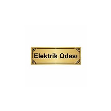 Özarslan Dizayn Elektrik Odası 7x20 cm Altın Renk Metal Yönlendirme Levhası