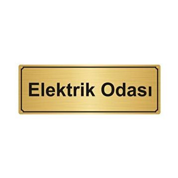 Özarslan Dizayn Elektrik Odası 7x20 cm Altın Renk Metal Yönlendirme Levhası