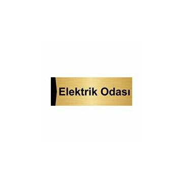 Özarslan Dizayn Elektrik Odası 7x20 cm Altın Renk Metal Yönlendirme Levhası
