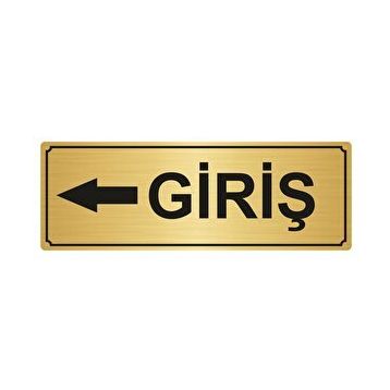 Özarslan Dizayn Giriş/entry 10x20 cm Altın Renk Metal Yönlendirme Levhası