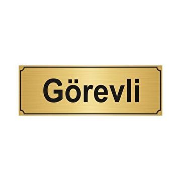 Özarslan Dizayn Görevli 5x20 cm Altın Renk Metal Yönlendirme Levhası