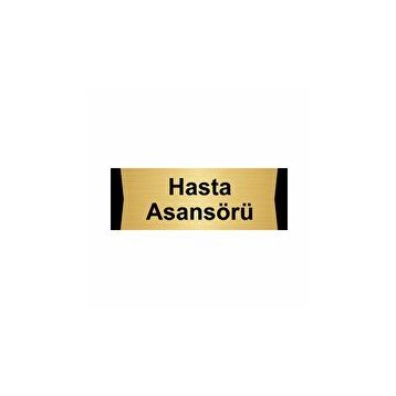 Özarslan Dizayn Hasta Asansörü 10x20 cm Altın Renk Metal Yönlendirme Levhası