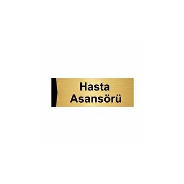 Özarslan Dizayn Hasta Asansörü 10x20 cm Altın Renk Metal Yönlendirme Levhası