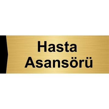 Özarslan Dizayn Hasta Asansörü 10x20 cm Altın Renk Metal Yönlendirme Levhası