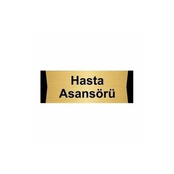 Özarslan Dizayn Hasta Asansörü 7x20 cm Altın Renk Metal Yönlendirme Levhası