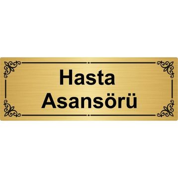 Özarslan Dizayn Hasta Asansörü 7x20 cm Altın Renk Metal Yönlendirme Levhası