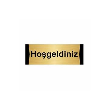Özarslan Dizayn Hoşgeldiniz 10x20 cm Altın Renk Metal Yönlendirme Levhası