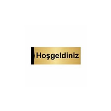 Özarslan Dizayn Hoşgeldiniz 10x20 cm Altın Renk Metal Yönlendirme Levhası