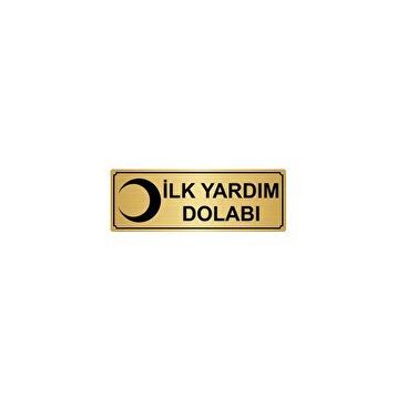 Özarslan Dizayn İlk Yardım Dolabı 10x20 cm Altın Renk Metal Yönlendirme Levhası