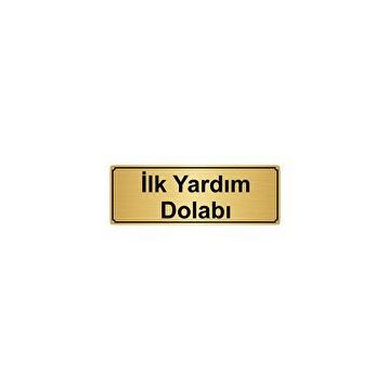 Özarslan Dizayn İlk Yardım Dolabı 10x20 cm Altın Renk Metal Yönlendirme Levhası