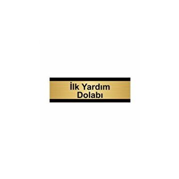 Özarslan Dizayn İlk Yardım Dolabı 10x20 cm Altın Renk Metal Yönlendirme Levhası