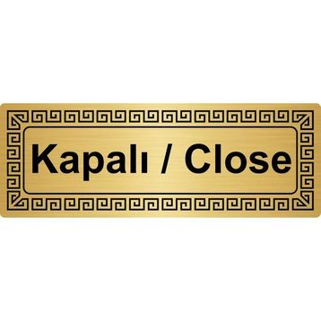 Özarslan Dizayn Kapalı-Close 7x20 cm Altın Renk Metal Yönlendirme Levhası