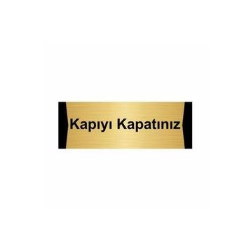 Özarslan Dizayn Kapıyı Kapatınız 10x20 cm Altın Renk Metal Yönlendirme Levhası