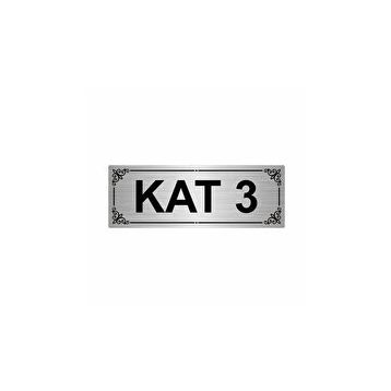 Özarslan Dizayn Kat 3 7x20 cm Gümüş Renk Metal Yönlendirme Levhası