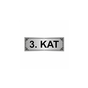Özarslan Dizayn Kat 3 7x20 cm Gümüş Renk Metal Yönlendirme Levhası