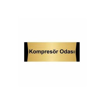 Özarslan Dizayn Kompresör Odası 10x20 cm Altın Renk Metal Yönlendirme Levhası