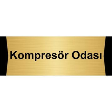 Özarslan Dizayn Kompresör Odası 10x20 cm Altın Renk Metal Yönlendirme Levhası