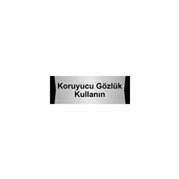 Özarslan Dizayn Koruyucu Gözlük Kullanın 7x20 cm Gümüş Renk Metal Yönlendirme Levhası