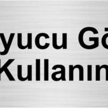 Özarslan Dizayn Koruyucu Gözlük Kullanın 7x20 cm Gümüş Renk Metal Yönlendirme Levhası