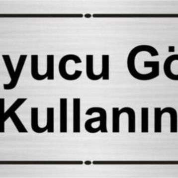Özarslan Dizayn Koruyucu Gözlük Kullanın 7x20 cm Gümüş Renk Metal Yönlendirme Levhası