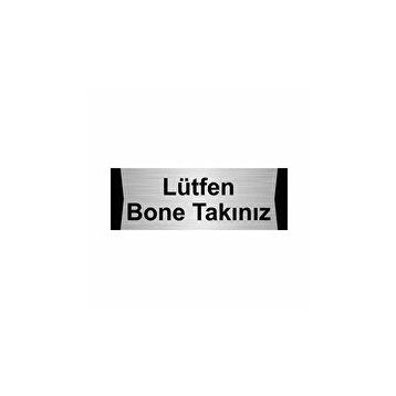Özarslan Dizayn Lütfen Bone Takınız 10x20 cm Gümüş Renk Metal Yönlendirme Levhası