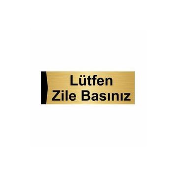 Özarslan Dizayn Lütfen Zile Basınız 7x20 cm Altın Renk Metal Yönlendirme Levhası