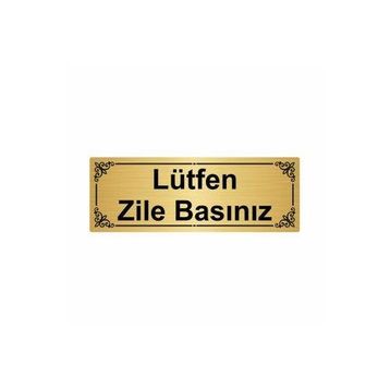 Özarslan Dizayn Lütfen Zile Basınız 7x20 cm Altın Renk Metal Yönlendirme Levhası