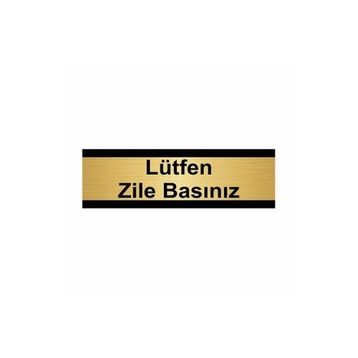 Özarslan Dizayn Lütfen Zile Basınız 7x20 cm Altın Renk Metal Yönlendirme Levhası