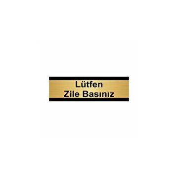 Özarslan Dizayn Lütfen Zile Basınız 7x20 cm Altın Renk Metal Yönlendirme Levhası