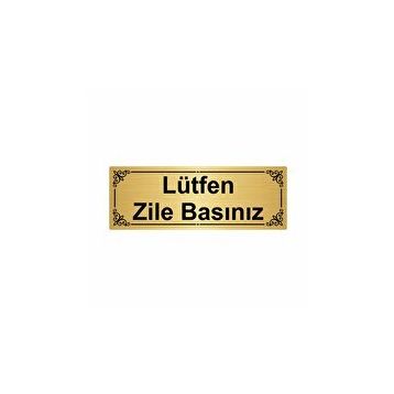 Özarslan Dizayn Lütfen Zile Basınız 7x20 cm Altın Renk Metal Yönlendirme Levhası