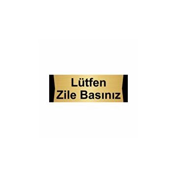 Özarslan Dizayn Lütfen Zile Basınız 7x20 cm Altın Renk Metal Yönlendirme Levhası