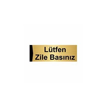 Özarslan Dizayn Lütfen Zile Basınız 7x20 cm Altın Renk Metal Yönlendirme Levhası