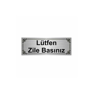 Özarslan Dizayn Lütfen Zile Basınız 7x20 cm Gümüş Renk Metal Yönlendirme Levhası