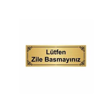 Özarslan Dizayn Lütfen Zile Basmayınız 7x20 cm Altın Renk Metal Yönlendirme Levhası