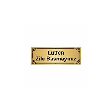 Özarslan Dizayn Lütfen Zile Basmayınız 7x20 cm Altın Renk Metal Yönlendirme Levhası