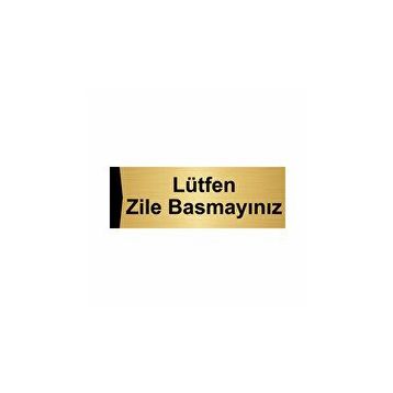 Özarslan Dizayn Lütfen Zile Basmayınız 7x20 cm Altın Renk Metal Yönlendirme Levhası
