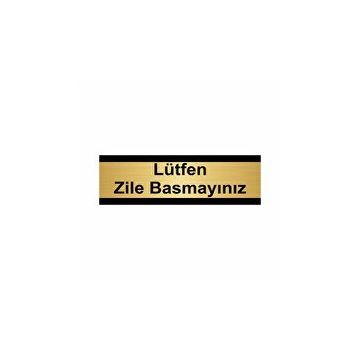 Özarslan Dizayn Lütfen Zile Basmayınız 7x20 cm Altın Renk Metal Yönlendirme Levhası