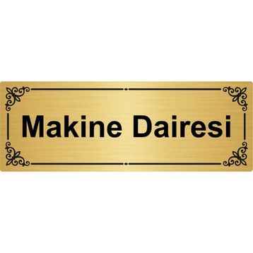 Özarslan Dizayn Makine Dairesi 7x20 cm Metal Altın Renk Metal Yönlendirme Levhası