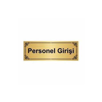 Özarslan Dizayn Personel Girişi 7x20 cm Altın Renk Metal Yönlendirme Levhası
