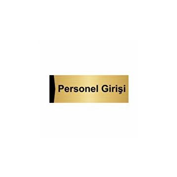 Özarslan Dizayn Personel Girişi 7x20 cm Altın Renk Metal Yönlendirme Levhası