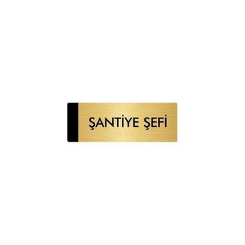 Özarslan Dizayn Şantiye Şefi 5x20 cm Altın Renk Metal Yönlendirme Levhası