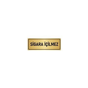 Özarslan Dizayn Sigara İçilmez 5x20 cm Altın Renk Metal Yönlendirme Levhası