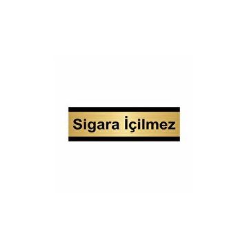 Özarslan Dizayn Sigara İçilmez 5x20 cm Altın Renk Metal Yönlendirme Levhası