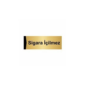 Özarslan Dizayn Sigara İçilmez 5x20 cm Altın Renk Metal Yönlendirme Levhası