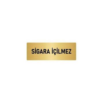 Özarslan Dizayn Sigara İçilmez 5x20 cm Altın Renk Metal Yönlendirme Levhası