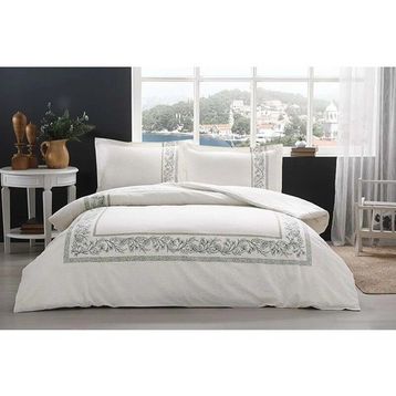 Özdilek 2985 200x220 cm Krem Bordado Çift Kişilik Nevresim Takımı