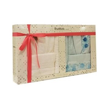 Özdilek Aster Mint Krem Papatya Aile Bornoz Set