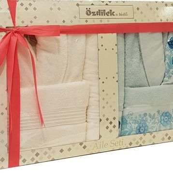 Özdilek Aster Mint Krem Papatya Aile Bornoz Set