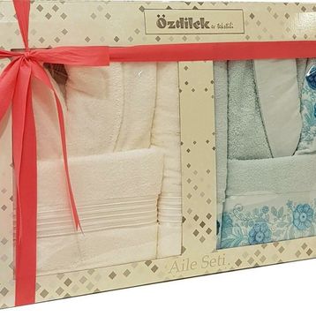 Özdilek Aster Mint Krem Papatya Aile Bornoz Set