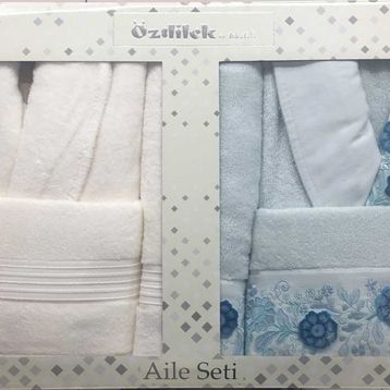 Özdilek Aster Mint Krem Papatya Aile Bornoz Set